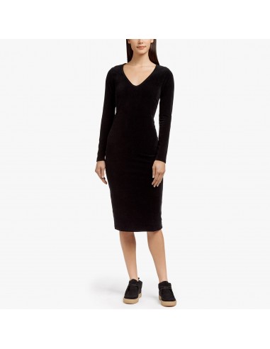 Knit Corduroy Long Sleeve Dress - Black ouvre sa boutique